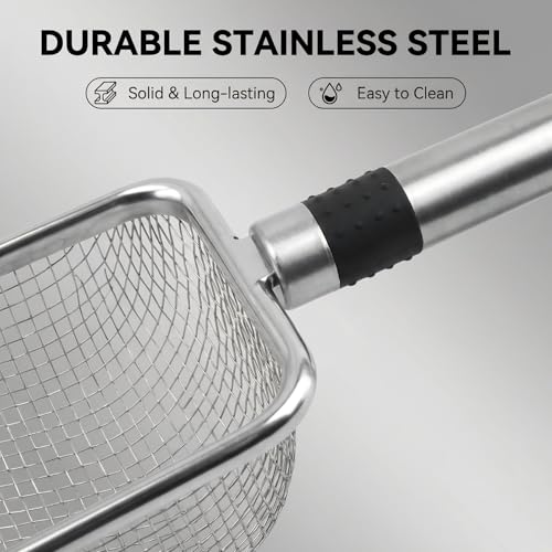 Chicken Poop Scooper 2 Pack, Stainless Steel Coop Scoop, 3.8mm & 5mm Mesh | 4-inch metal rake and scoop cleaning tools sift chicken poop, sand, litter and bedding for faster daily coop cleanup