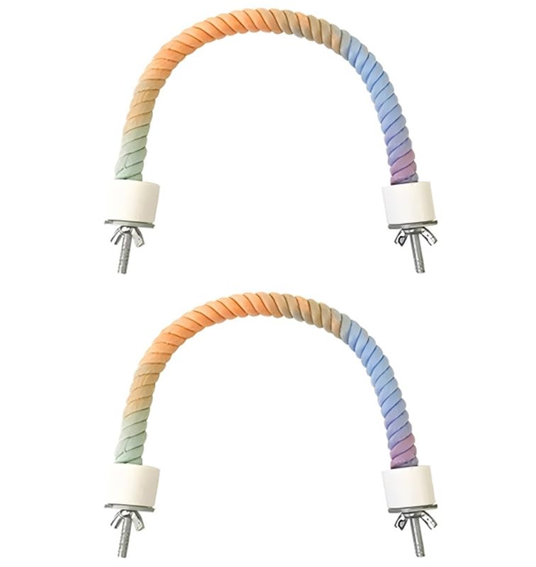 2Pcs Rope Perches for Bird Cages, Rope Perch for Parrots, Cockatiels & Parakeets, Bird Cage Accessories(S) - size: S(2pcs)