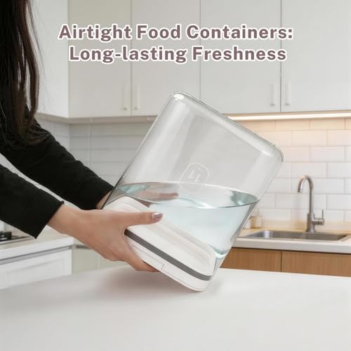 LEAWALK 11 Lbs Airtight Dog Cat Food Storage Container and Dog Treat Containers BPA-Free, PET Clear Stackable Pet Storage Bin, Pop Top, 1-Cup Scoop, for Pet Food/Rice/Flour/Bread/Grains/Spaghetti - color: White-11L-C