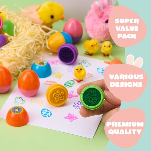 JOYIN 24Pcs Easter Egg Stampers Toys for Easter Eggs Hunt Game, Basket Stuffers Fillers, Stamps Gifts, Kids Party Favor, Classroom Prize Supplies - style: bunny