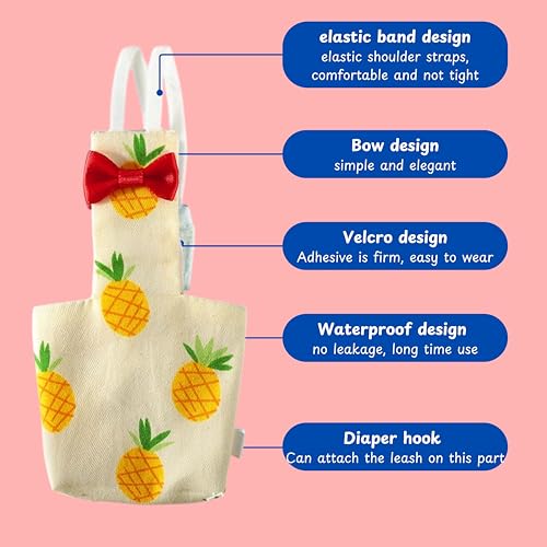 Pigeon Diaper Harness and Bird Leash Set, Birds Diapers for Pigeons and Stretch Leash Pigeon Harnesses, Diapers for Cockatiel Parrot Parakeet, Macaw Harness and Leashes, Pants (M-Yellow)