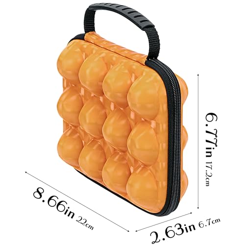 12 Egg Holder for Camping, Shockproof EVA Egg Carrier with Handle, Portable 12-Grid Egg Container for Outdoor Picnic & Travel, Protective Egg Case for RV & Hiking, Hard Shell Storage Box