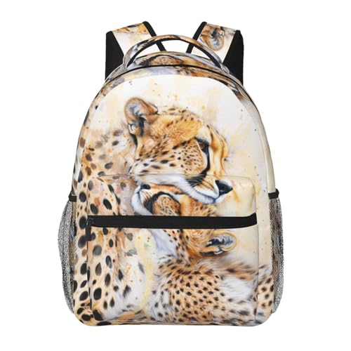 Gentle Cheetah Family Backpack for Women Girls School Laptop College Wildlife Big Cat Backpacks for Gifts Travel Hiking Work Camping, Polyester Lightweight Bookbag Back Pack - color: Cheetah17