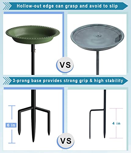 Koutemie Bird Bath for Outside 1-¼ Gallon Detachable, Deep Green, 29 Inch | Hummingbird Baths Feeders for Outdoors, Garden Freestanding Birdbath & Birdfeeder Bowl with Metal Stake for Garden Patio Yard - color: Green