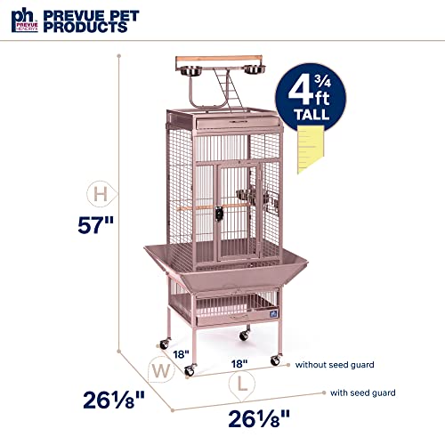 Prevue Pet Playtop Bird Cage Rolling Stand Seed Guards - Blush Finish | Medium Steel Bird Cage with Integrated Playtop, and Perches, Ideal for Conures and Cockatiels - color: Blush, size: 18.0"L x 18.0"W x 57.0"H