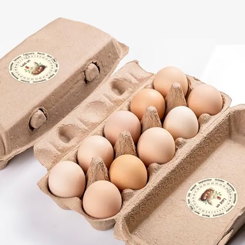 320 Pcs Egg Carton Labels, 2 Inch Round Farm Fresh Lain on Sticker PET Adhesive Egg Packaging Sticker for Box Container Carton Farm Supplies - color: Dates Are Optional