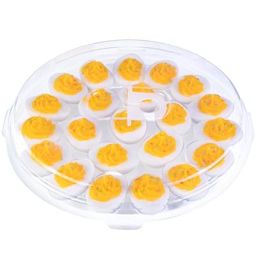 HANSGO Deviled Egg Containers with Lid, Deviled Egg Platter Carrier, Clear | Deviled Eggs Tray With 22 Slots for Party, Home Kitchen and Other Festival - color: Transparent