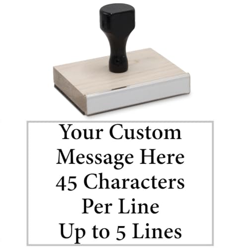 Infusion Custom Text Traditional Wood Stamp with Plastic Handle, 2" x 3" - size: 2" x 3"