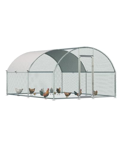 Esright Metal Chicken Coop Run, 13x10 Ft, Dome Roof | Rust-Resistant Galvanized Steel Tube with Wire Mesh, 420D Oxford Fabric Waterproof Cover - size: 156.0"L x 120.0"W x 76.8"H