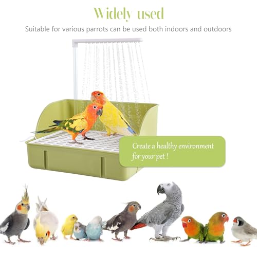 Parrot Bathtub Bird Automatic Bath Shower,Large Bird Shower Fountain Indoor Bathtub with Running Water, Contains USB and Pump,for Pet Birds, African Grey, Cockatiel, Conure, Budgie, Lovebird(White) - color: White