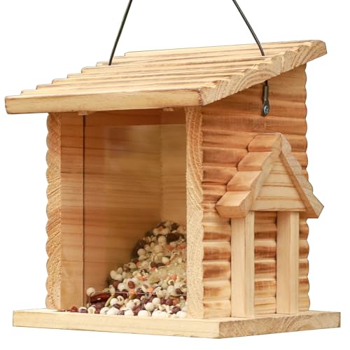 Bird Feeder for Outdoor,Outside Hanging Bird Feeder Mealworms Feeder Squirrel Proof, Bluebird House Feeder with Clear Acrylic Window - Perfect Bird Feeders for Outside
