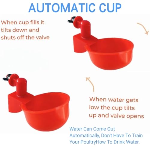 Professional Chicken Waterer Cups, 8pcs Large Chicken Water Feeder, Automatic Chicken Water Dispenser, Poultry Drinker Set, Solution for Various Poultry Watering with Matching Drill