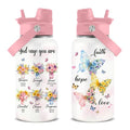 Flower Gifts for Women, 26oz Water Bottle with Handle for Girl Friends | Butterfly Stainless Steel Insulated Tumbler with Handle & Lid, Coffee Mug Travel Cup Birthday Valentines Day Gifts - color: Christian-White