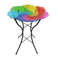 Briarwood Lane Spring Glass Rainbow Swirl Bird Bath Including Metal Stand For Spring Birdbath