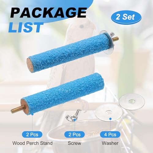 Bird Perch Stand, Colorful Paw Grinding Stick, Wood Rough-surfaced Perch Parrot Stand 10 x 2 Cm, (Blue, 2 Pcs), Intended for Home/Animal Parks/Pet Stores - color: Blue, size: 10 x 2 cm / 3.94 x 0.71 inch