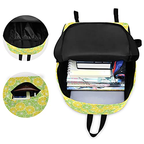 Fustylead Round Slices Lime And Lemon Backpack School Laptop Bag Bookbag for Boys Girls Students Daypack Picnic Travel - color: Slices Lime and Lemon