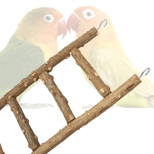 Natural Pepper Wood Parrot Ladder, 5-Step Bird Climbing Toys, Suitable for Parrots, Parakeets, Cockatiels - size: 11.8 × 3.1 Inch
