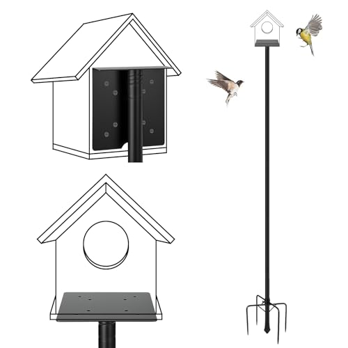 Bird Feeder Pole for Outdoors - 68in Adjustable Heavy-Duty Bluebird House Support Rod with Stable 5 Prong Base, Easy to Assemble Garden Nest Feeding Stand Post - style: 68in