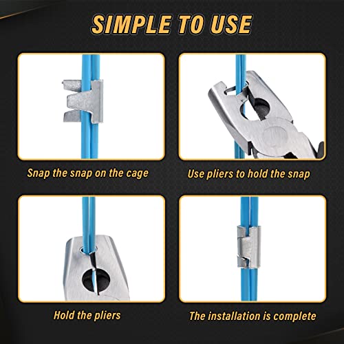 1200pcs Wire Cage Clips with Hog Ring Pliers Fencing Plier Snap-Ring Pliers Hog Wire Fence C Clip for Bird Quail Rabbit Chicken Cage
