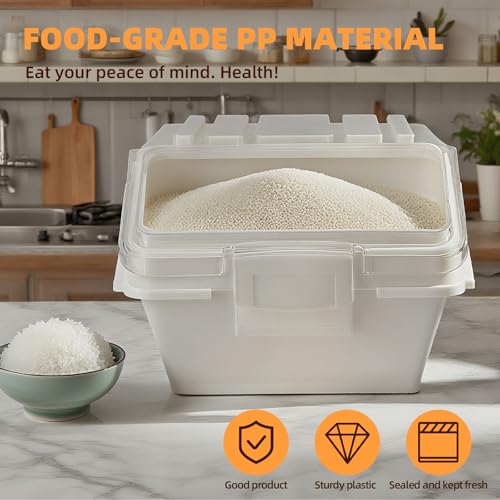 22LB Flour Storage Container With Scoop for Dry Food, Sugar, Baking Supplies,Rice.BPA Free Ingredient Storage Bin，Pet Food Storage Container Dog Cat Birds Food Bin (22 LB) - size: 22 LB