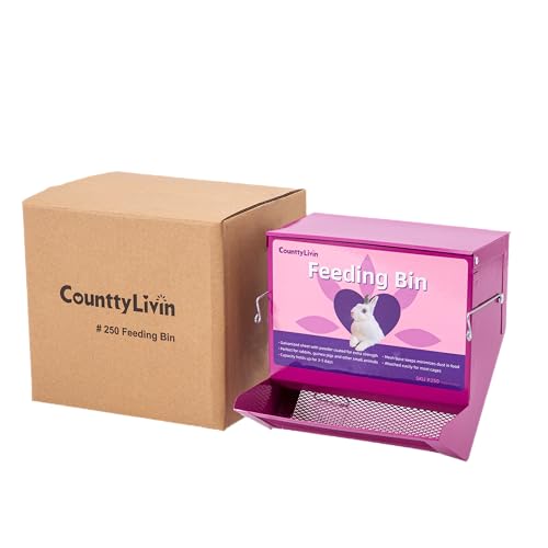 Metal Small Animal Feeder with Lid, Heavy Duty Rabbit Feeder, Large Capacity Rabbit Food Dispenser, Great for Rabbit, Guinea Pigs, Chinchillas and Other Small Animals.(7.4 inch, Purple) - color: Purple, size: 7.4 inch