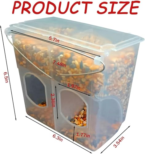 Automatic Pigeon Bird Feeder Water, 2 Pack Plastic Feeder Water Dispenser Drinkers for Cage, No Mess Hanging Parrot Food Feeding, Cage Accessories for Parakeet Quail Bird Chicken (2 Hole - Iron Wire) - size: 2 Hole - Iron Wire / 2 Pack