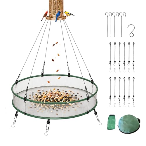 Bird Seed Catcher Tray for Outdoor Hanging Feeders, 24" Large Upgraded Anti-Flip Feeder Tray with Complete Accessories, 4" Deep Windproof Platform to Catch Dropped Seeds, Fits Most Bird Feeders - size: 24 Inch - 1 Pack