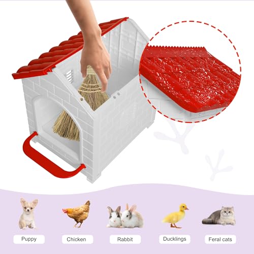 Chicken Nesting Box, Waterproof Hens Nesting Boxes with Chicken Nesting Pads for Laying Eggs, Wall Mount Nesting Boxes for Chickens, Duck, Rabbit, Poultry (Red) - color: red, size: 15.7"D x 14.3"W x 17.3"H