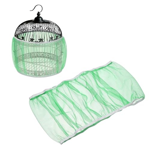 Bird Cage Seed Catcher, Bird Cage Net Cover Seeds Guard, Universal Birdcage Accessories, Green, Circumference 59.1"-86.6", Height 15.7" for Parrot Cockatiel Enclosures - color: Green, size: Circumference 59.1"-86.6", height 15.7"