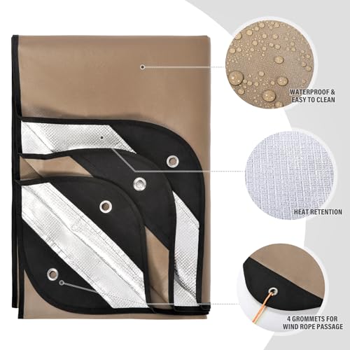 Heavy Duty Survival Blanket, Waterproof Emergency Thermal Tarp, Multipurpose Reflective Insulated All Weather Blankets for Camping Hiking, Brown - color: Brown 83''x59''