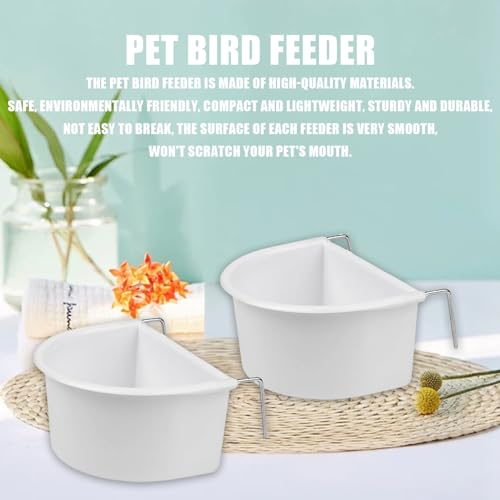 Bird Feeder, 2 Pcs Plastic Bird Food Feeder, Bird Water Cage Accessories, Hanging Bird Food Bowl Cups for Parrots Small Birds Pigeons Parakeet
