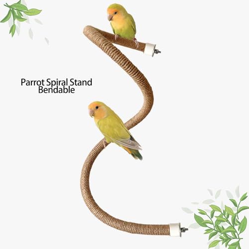 Bird Rope Perch, 100cm/39.3in Cotton Rope Spiral Toys Bird Bungee Rope Perches Parakeet Toys for Cockatiels Conures Lovebirds Finches