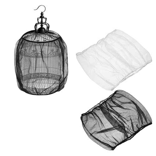 Bird Cage Seed Catcher, Bird Cage Net Cover Seeds Guard, Universal Birdcage Accessories, Black/White, Circumference 31.5"-43.3", Height 13.8" for Parrot Cockatiel Enclosures - color: Black/White, size: Circumference 31.5"-43.3", height 13.8"