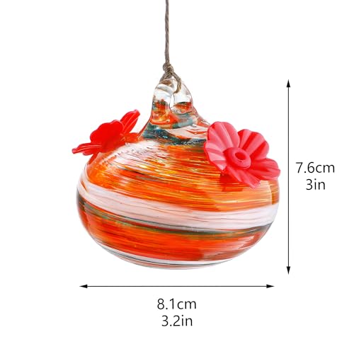 Hand Blown Glass Small Hummingbird Feeders, Outdoor Hanging Ornaments with Two Feeding Ports, Garden, Patio and Window Decor - color: white