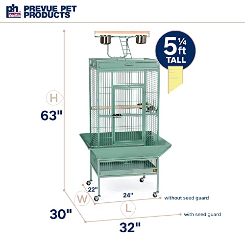 Prevue Hendryx Pet Products Wrought Iron Select Bird Cage 3152SAGE Sage Green, 24-Inch by 20-Inch by 60-Inch | Large Steel Cage with Rolling Stand, and Playtop, Durable Design, Ideal for Conures and Medium Birds - color: Sage Green, size: 24.0"L x 20.0"W
