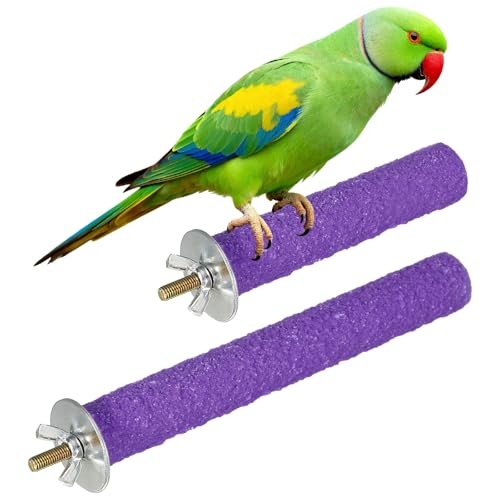 Bird Cage Perch, Colorful Parrot Grinding Claw Sticks, Platform Paw Stand Toy 4/6 Inch, (Wooden, Purple, 2Pcs), Intended for Small Medium Birds/Parrots/Finches/Lovebird - color: Purple, size: 4/6 Inch