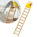 Wooden Bird Ladder 11 Step Climbing Toy 17 Inch Parrot Cage Accessory Interactive Exercise Perch Durable Natural Wood for Parrots Cockatiels Budgies Finches Conures Lovebirds Cage Decor