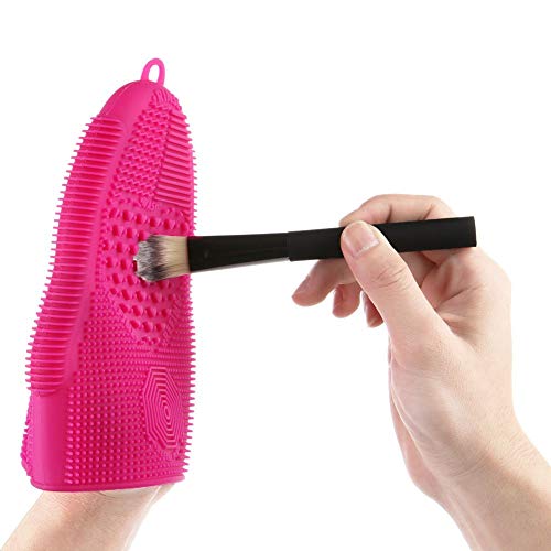 Makeup Brush Cleaner Glove Mat Mitt Silicone Cosmetic Cleaning Scrubber Tool Face Brushes and Eye Brush Washing Pad Light Purple - color: Light Purple