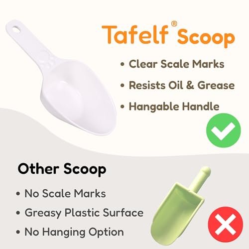 Dog Food Scoop 1 Cup, One Cup Measuring Cup, Food Grade Melamine Pet Food Measuring Scoop with 1/2 & 1/4 Cup Markings, Long Handle Food Scoop For Cat, Brid, Rabbit, Sturdy & Dishwasher Safe(White) - color: White