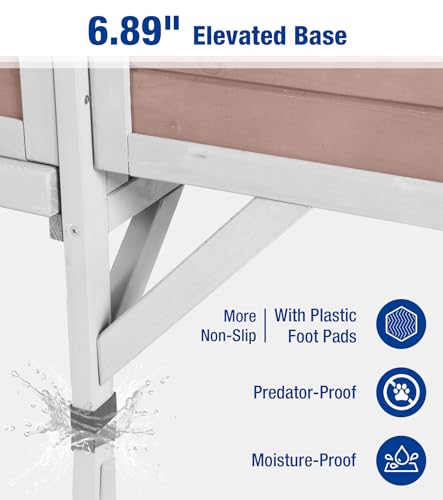 Chicken Coop Outdoor Weatherproof Chicken House with Lockable Nesting Box Slide-Out Cleaning Tray 2 Round Perches & Elevated Predator-Proof Base for 2-4 Chickens Ducks Brown - color: Brown