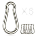 Stainless Steel Spring Snap Hook Carabiner - 304 Stainless Steel Caribeener Clips, Set of 6 - color: Silver, size: 2.75 Inch