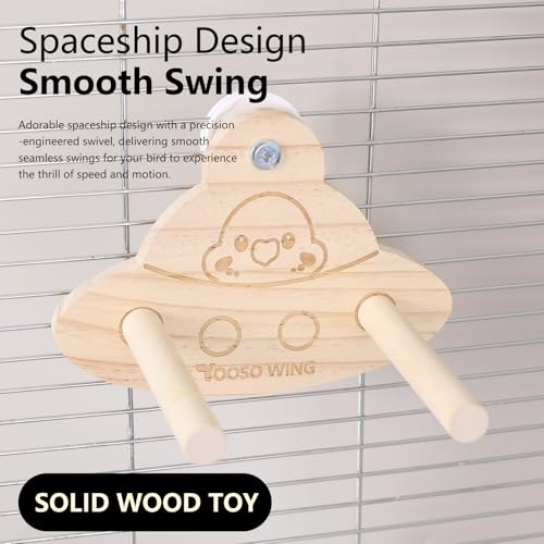 Bird Swing Perch Toy - Wooden Parrot Swing Stand with Wobble Function, Balance Play Gym for Small/Medium Parrots (Budgies, Cockatiels, Lovebirds) Cage Accessories (Melopsittacus undulatus Pattern) - color: Melopsittacus undulatus pattern