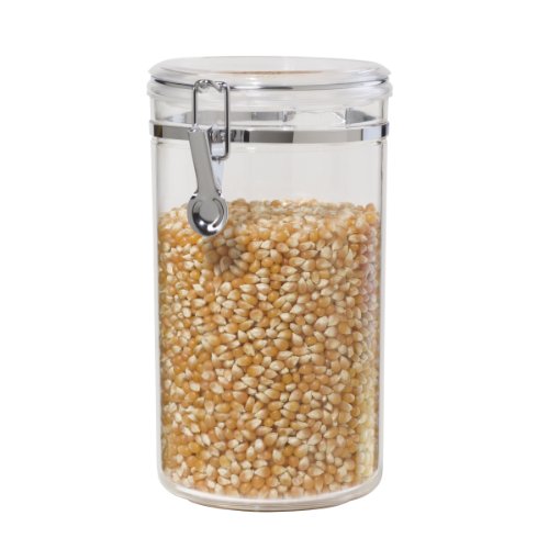 Oggi Large Clear Canister with Clamp Lid, 72 oz - Large Airtight Food Storage Container, for Kitchen & Pantry Storage of Bulk, Dry Foods, Pasta, Flour, Sugar, Coffee, Rice, Tea, Spices & Herbs - size: 72-Fluid Ounce