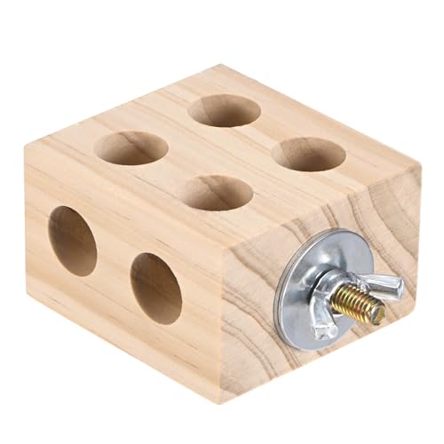 M METERXITY Bird Chew Play Thing, 1.22x2.2x2.36 in Pine Wood Parrot Bird Perch Stand Teeth Chew Bite Games for Parrots/Cockatiels/Parakeets - size: 1.22x2.2x2.36 in