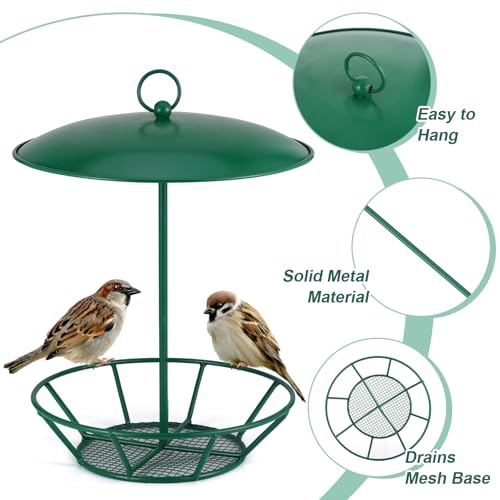 Suet Feeder Cylinder Bird Feeder S-6-2 Seed Cake Feeders Green Metal Feeders for Hanging Garden Backyard Outdoors Wild Birdfeeding