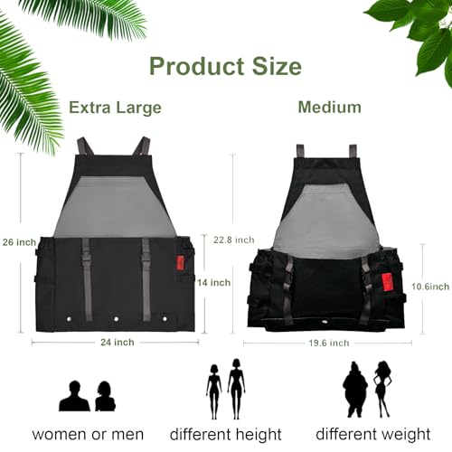 Gardening Apron Waterproof Cross Back Apron, Extra 600D Heavy Duty Apron Harvest and Large Quick Release Pockets - color: Black, size: Medium