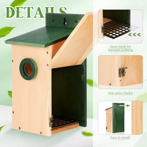 2 Pack 12" H Cedar Bluebird Houses for Outside Wooden Predator Guard Bird Nesting Box with Secure Latch Air Vents Clear View Panel Outdoors Bird House for Bluebird Wren Swallow Finch