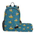 Yellow Submarine Backpack with Lunch Bag, School Travel Backpack for Teens Boys Girls Kids Backpacks Set - color: Yellow and Blue