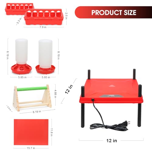 Chick Brooder Box for Chicks Baby Chick Starter Kit Brooding Playpen Portable Chicken Fence Pen with Chick Heating Plate Perch Feeder Waterer for Poultry Duck and Quail