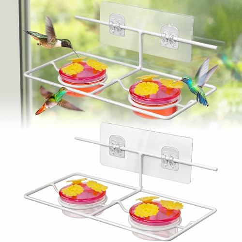 Window Hummingbird Feeders Outdoors - 2PCS Easy to Clean/Refil Nectar(2 oz) | Suitable for Sliding Glass Doors on Windows and Balcony - Gifts for Mom Dad Cats